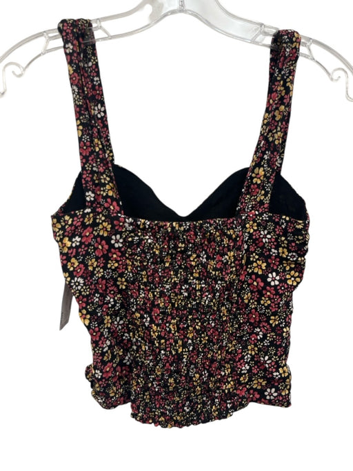 Reformation Size S Black, Pink, Yellow Viscose Sleeveless Floral Print Top Black, Pink, Yellow / S