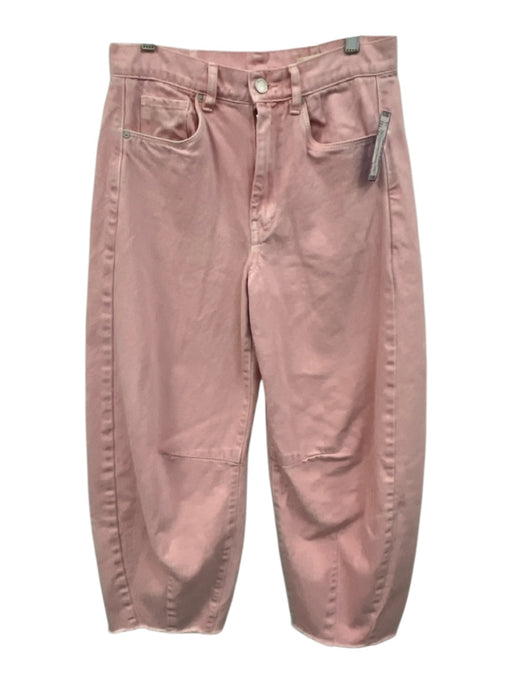 Blank NYC Size 27 Pink Cotton Button & Zip Front Tiered Wide Leg Raw Hem Jeans Pink / 27