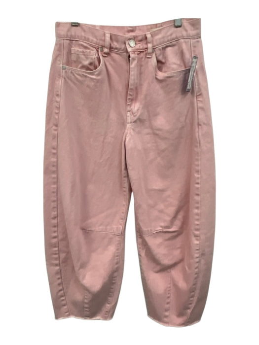 Blank NYC Size 27 Pink Cotton Button & Zip Front Tiered Wide Leg Raw Hem Jeans Pink / 27