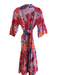 Farm Rio Size S Multi Cotton Tropical Round Neck Button Down 3/4 Sleeve Dress Multi / S