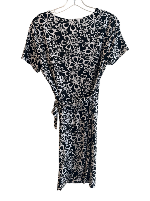 Diane Von Furstenberg Size 8 Black & White Cotton & Silk Faux Wrap Dress Black & White / 8
