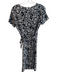 Diane Von Furstenberg Size 8 Black & White Cotton & Silk Faux Wrap Dress Black & White / 8