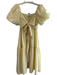 ASTR Size S Yellow Polyester Tie Front Short Puff Sleeve Plaid Maxi Dress Yellow / S