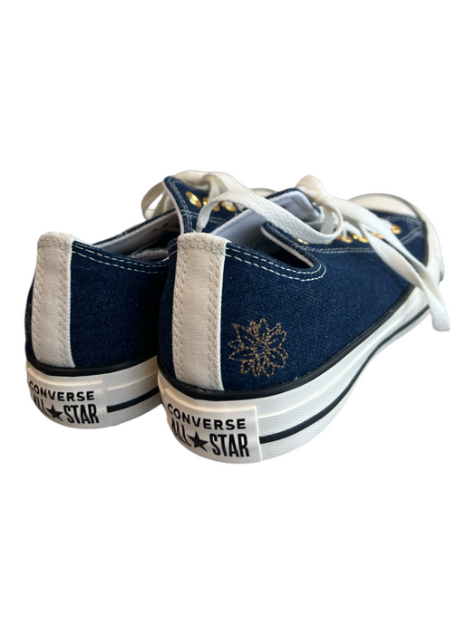 Converse Shoe Size 8.5 Blue Denim Gold hardware Lace Up Almond Toe Chucks Shoes Blue / 8.5
