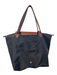 Longchamp Gray & Brown Nylon & Leather 2 Handles Zipper Gold Hardware Bag Gray & Brown / L