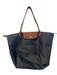 Longchamp Gray & Brown Nylon & Leather 2 Handles Zipper Gold Hardware Bag Gray & Brown / L