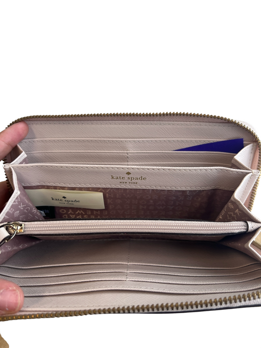 Kate Spade Bone Leather Gold hardware Zipper Inside & Out Pockets Wallets Bone