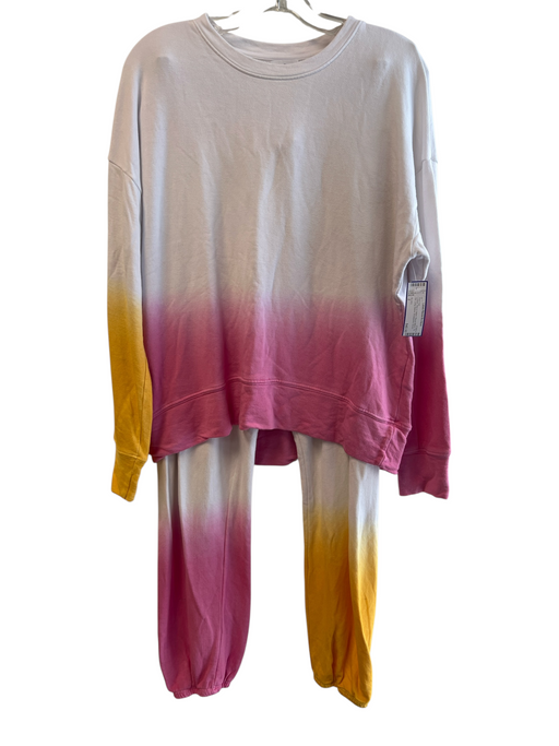 Sundry Size 2 Pink & Yellow Rayon Blend Tie Die Long Sleeve Sweatpants Pant Set Pink & Yellow / 2