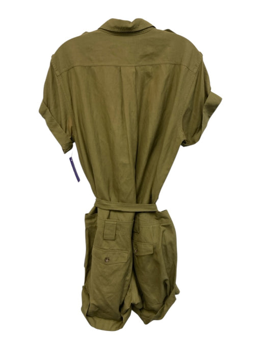 Burberry Brit Size 10 Army Green Silk Blend Button Front Cap Sleeve Romper Army Green / 10
