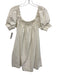 Free People Size S White Cotton Blend Puff Short Sleeve Mini Off Shoulder Dress White / S