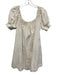 Free People Size S White Cotton Blend Puff Short Sleeve Mini Off Shoulder Dress White / S