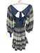 Free People Size S Blue & Multi Cotton Blend Balloon Sleeve Mini Tie Back Dress Blue & Multi / S