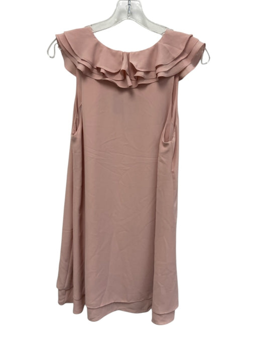 Amanda Uprichard Size M Pink Polyester V Neck Ruffles Mini keyhole front Dress Pink / M