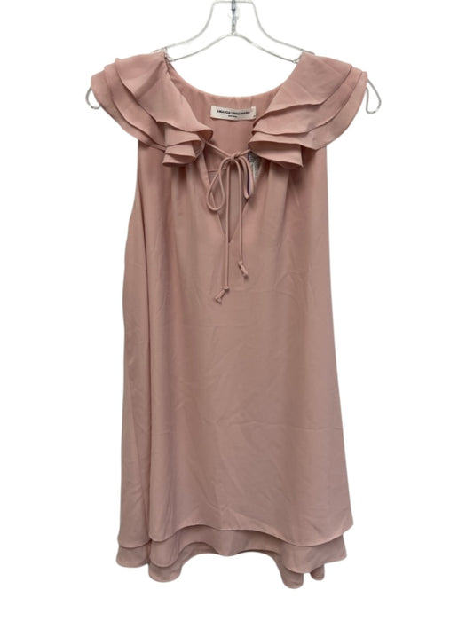 Amanda Uprichard Size M Pink Polyester V Neck Ruffles Mini keyhole front Dress Pink / M