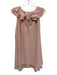 Amanda Uprichard Size M Pink Polyester V Neck Ruffles Mini keyhole front Dress Pink / M