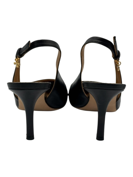 Tory Burch Shoe Size 8 Black Leather Upper Cap Toe Charm Detail Pump Slingbacks Black / 8