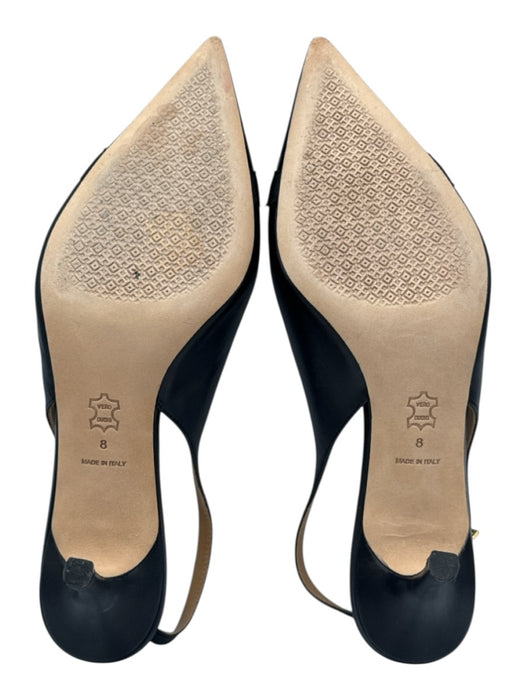 Tory Burch Shoe Size 8 Black Leather Upper Cap Toe Charm Detail Pump Slingbacks Black / 8