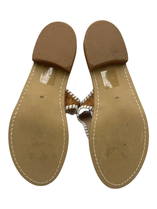 Jack Rogers Shoe Size 8 Beige & White Synthetic Leather Upper Cork Thong Sandals Beige & White / 8