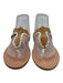 Jack Rogers Shoe Size 8 Beige & White Synthetic Leather Upper Cork Thong Sandals Beige & White / 8
