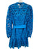 Milly Size 6 Blue Polyester Floral Lace Sequin Long Balloon Sleeve Dress Blue / 6