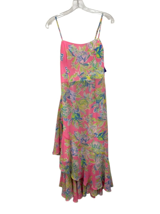 Lilly Pulitzer Size 6 Pink, Green & Blue Polyester Botanical Print Dress Pink, Green & Blue / 6