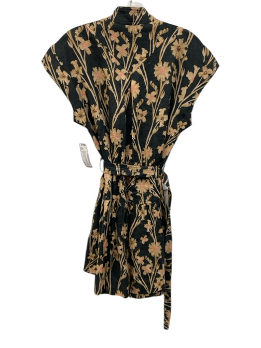 Karina Grimaldi Size S Black, Beige & Pink Cotton Cap Sleeve Floral Dress Black, Beige & Pink / S