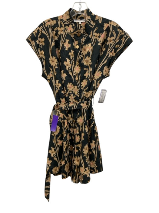 Karina Grimaldi Size S Black, Beige & Pink Cotton Cap Sleeve Floral Dress Black, Beige & Pink / S