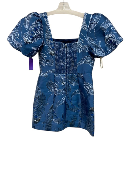 Lilly Pulitzer Size 6 Mixed Blues Polyester Blend Metallic Thread Brocade Dress Mixed Blues / 6