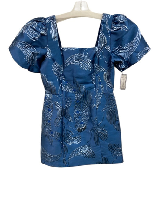 Lilly Pulitzer Size 6 Mixed Blues Polyester Blend Metallic Thread Brocade Dress Mixed Blues / 6