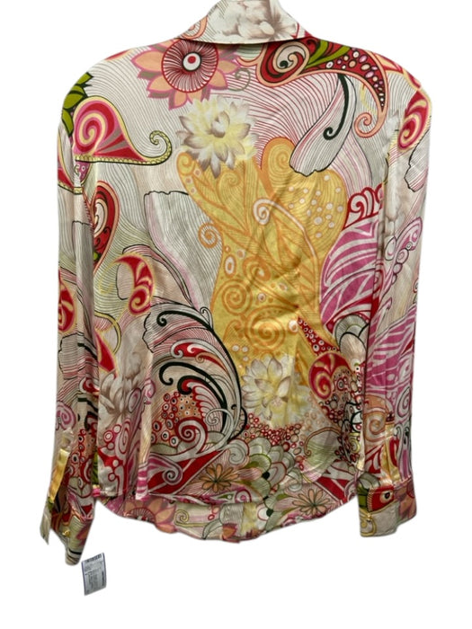 St. John Collection Size 2 Cream, Red & Multi Silk Blend Long Sleeve Top Cream, Red & Multi / 2