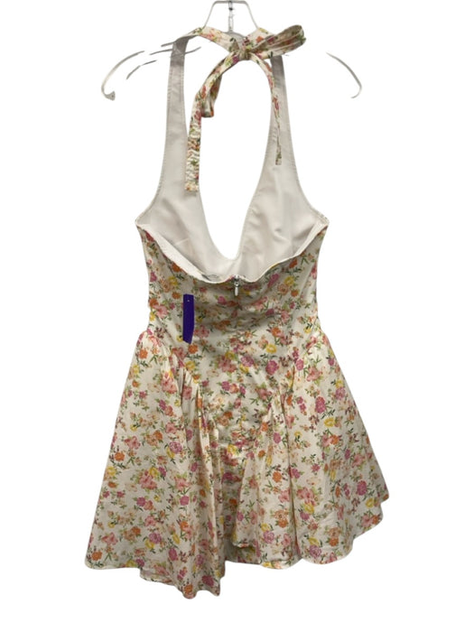 Housecb Size M tall White, Pink, Orange Cotton Blend Floral Design Dress White, Pink, Orange / M tall