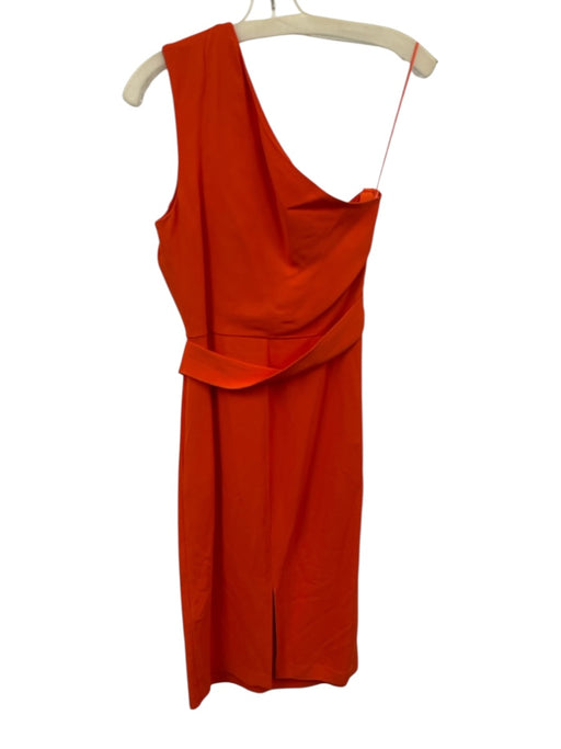 Reiss Size 2 Orange Viscose One Shoulder Twist & pull accent Side Slit Dress Orange / 2