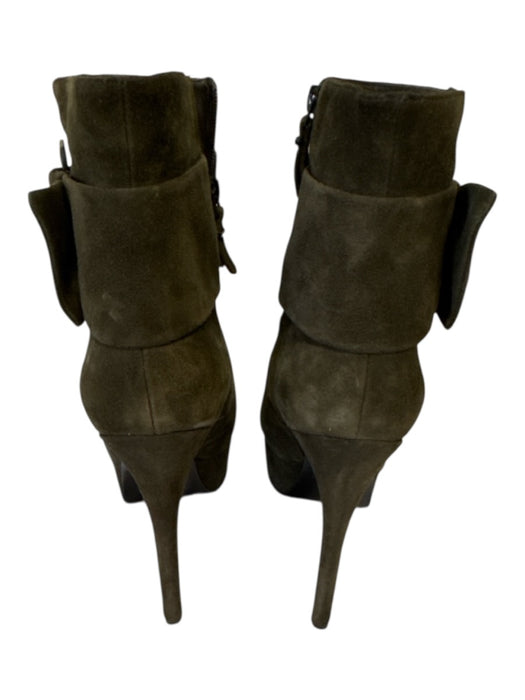Via Spiga Shoe Size 10.5 Brown Suede Upper Oversized Buckle Side Zip Booties Brown / 10.5