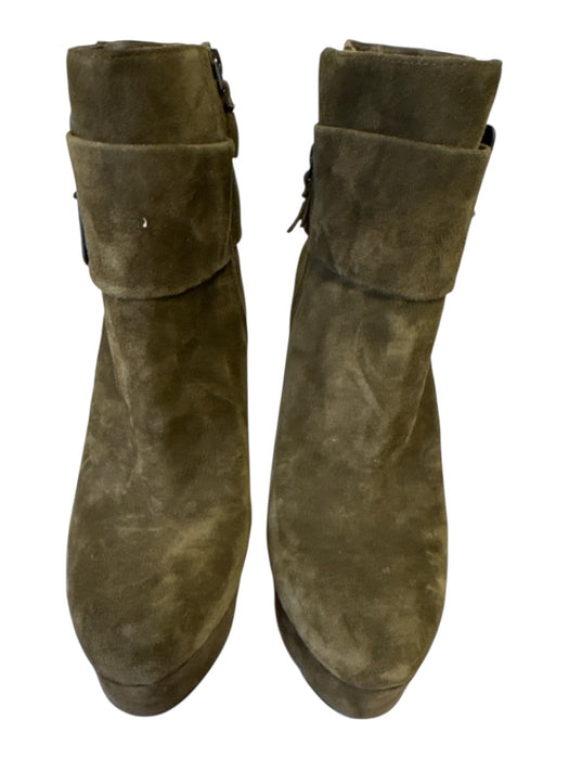 Via Spiga Shoe Size 10.5 Brown Suede Upper Oversized Buckle Side Zip Booties Brown / 10.5