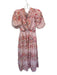 Taylor Size 4 Pink & Green Short Balloon Sleeve Botanical Side Zip Lined Dress Pink & Green / 4