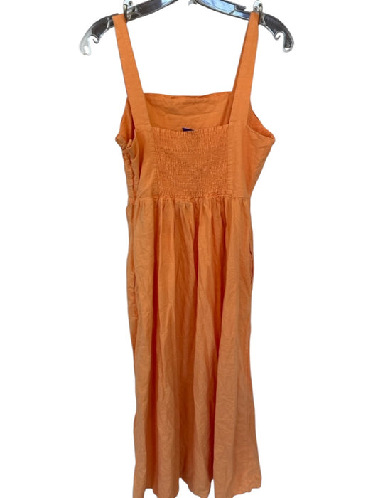 Tahari Size 6 Orange Linen Blend Sleeveless Pleat Detail Maxi Dress Orange / 6