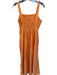 Tahari Size 6 Orange Linen Blend Sleeveless Pleat Detail Maxi Dress Orange / 6