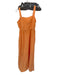 Tahari Size 6 Orange Linen Blend Sleeveless Pleat Detail Maxi Dress Orange / 6