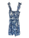 Amanda Uprichard Size XS White & Blue Cotton Sleeveless smocked Seashells Dress White & Blue / XS