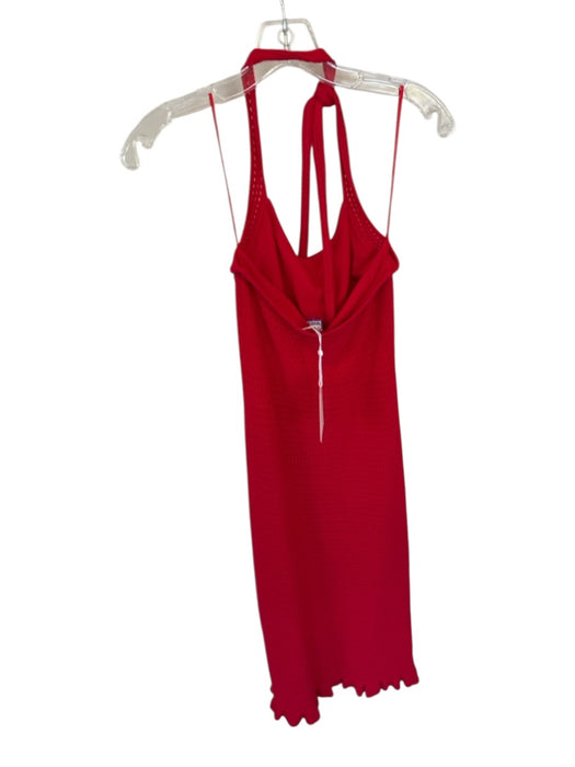 Amanda Uprichard Size S Red Viscose Halter Neck Knit Midi Dress Red / S