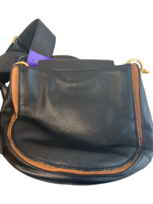 Hammitt Black & Brown Leather Shoulder & Crossbody Zip Close Gold Hardware Bag Black & Brown / S