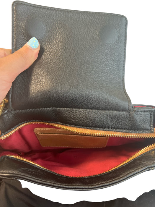 Hammitt Black & Brown Leather Shoulder & Crossbody Zip Close Gold Hardware Bag Black & Brown / S