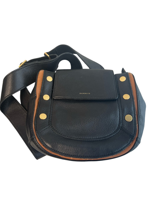 Hammitt Black & Brown Leather Shoulder & Crossbody Zip Close Gold Hardware Bag Black & Brown / S