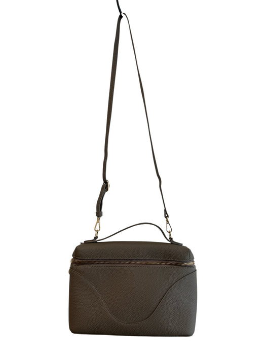 Oleada Grey Leather Crossbody Backpack Zip Close Gold Hardware Bag Grey / S