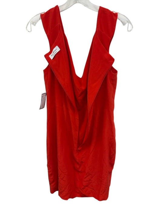 Claire Chataigner Size Est M Red Orange Silk Sleeveless Split Neck Dress Red Orange / Est M