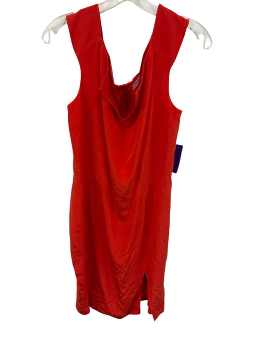 Claire Chataigner Size Est M Red Orange Silk Sleeveless Split Neck Dress Red Orange / Est M