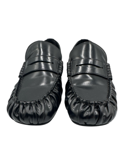 Alohas Shoe Size 38 Black Leather Square Toe Scrunch Penny Loafers Black / 38