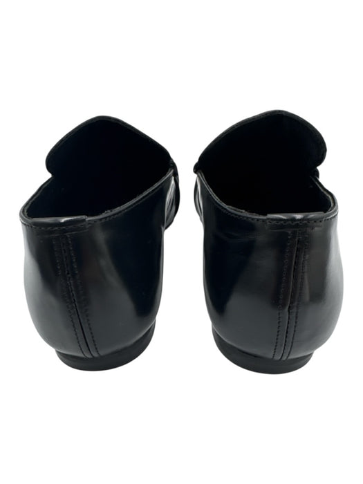 Alohas Shoe Size 38 Black Leather Square Toe Scrunch Penny Loafers Black / 38