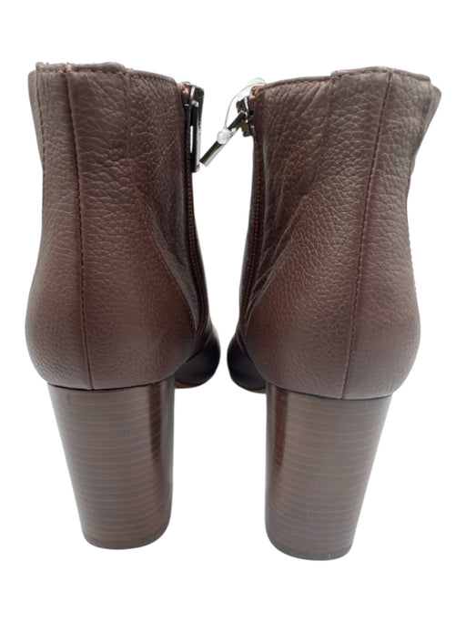 Vince Shoe Size 7.5 Brown Leather Upper Side Zip Peep Toe Block Heel Ankle Boots Brown / 7.5