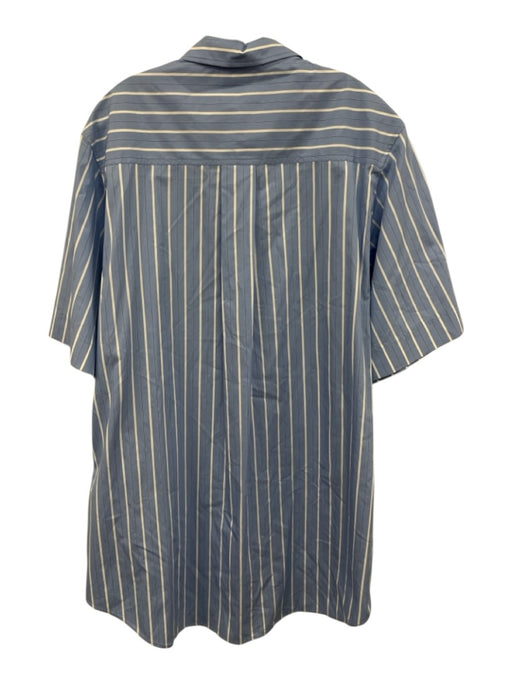 COS Size 6 Blue & White Cotton 1/2 Sleeve Stripe Buttons Midi Dress Blue & White / 6